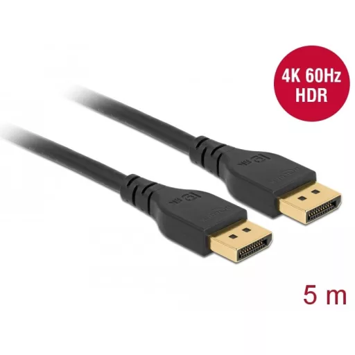 Delock DisplayPort 1.2 kábel 4K 60 Hz 5 m retesz nélküli (85912)