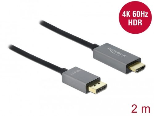 Delock Aktív DisplayPort 1.4 - HDMI kábel 4K 60 Hz (HDR) 2 méter hosszú