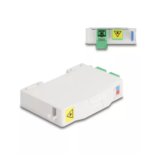 Delock Optikai szál csatlakoztató doboz DIN sínhez csatlakozó tartállyal és 2 x SC Simplex coupler-rel (85935)