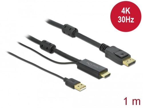 Delock HDMI    DisplayPort-kábel 4K 30 Hz 1 m (85963)