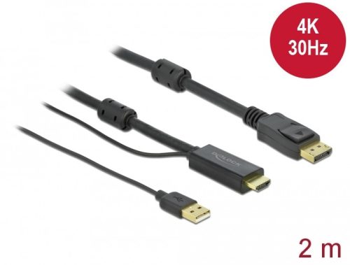Delock HDMI - DisplayPort-kábel 4K 30 Hz 2 m (85964)