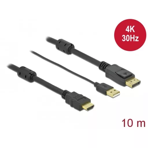 Delock HDMI    DisplayPort-kábel 4K 30 Hz 10 m (85968)