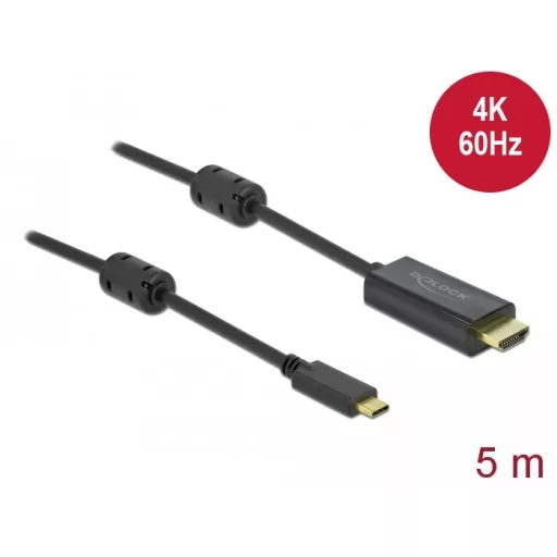 Delock Aktív USB Type-C  - HDMI kábel (DP Alt Mode) 4K 60 Hz 5 méter hosszú (85972)