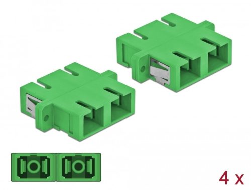 Delock SC optikai szálas csatlakozó duplex anya - SC Duplex anya, egymódosú 4 db. Zöld (85992)