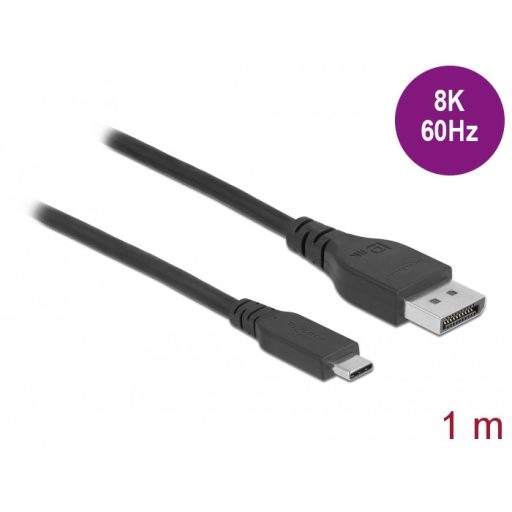 Delock Kétirányú USB Type-C  - DisplayPort kábel (DP Alt Mode) 8K 60 Hz 1 m DP 8K ellenőrzött (86038)