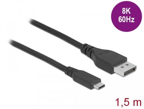 Delock Kétirányú USB Type-C  - DisplayPort kábel (DP Alt Mode) 8K 60 Hz 1,5 m DP 8K ellenőrzött (86040)