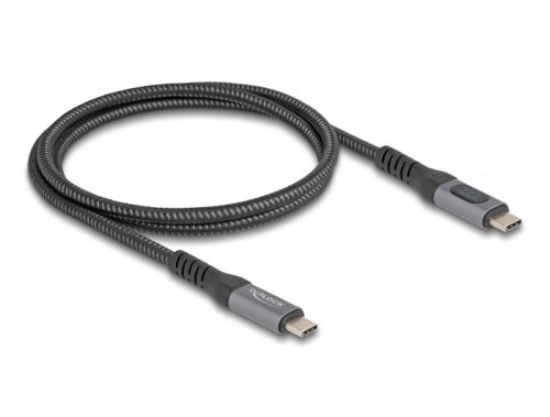 Delock USB 40 Gbps adat és gyorstöltő koax kábel 1 m hosszú, 8K 60 Hz USB PD 3.1 bővített tápszélesség 240 W (86067)