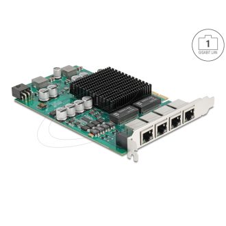  Delock PCI Express x4 hálózati kártya Gigabit LAN 4 x RJ45 és PoE+ i350 (86097)
