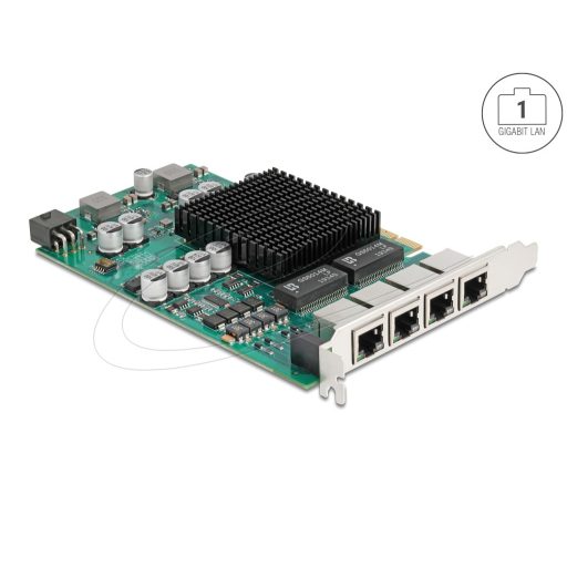 Delock PCI Express x4 hálózati kártya Gigabit LAN 4 x RJ45 és PoE+ i350 (86097)