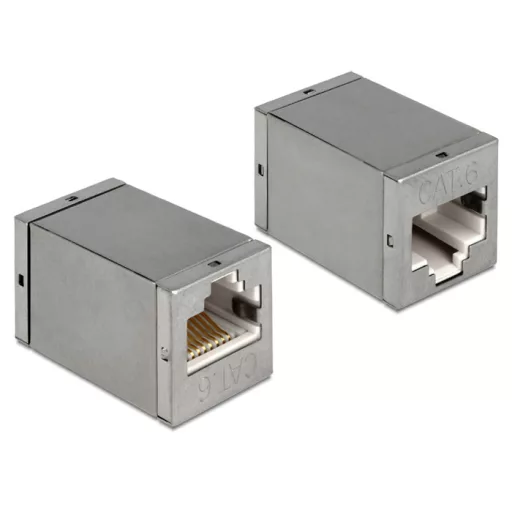 Delock Adapter, RJ45-aljzat > RJ45-aljzat, Cat.6 STP kompakt ezüst (86250)