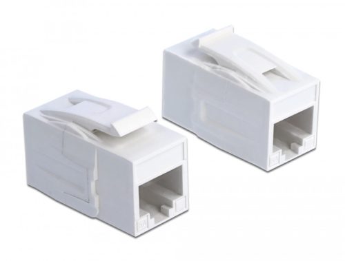 Delock Keystone modul, RJ45-aljzat > RJ45-aljzat, Cat.6A UTP, fehér (86299)