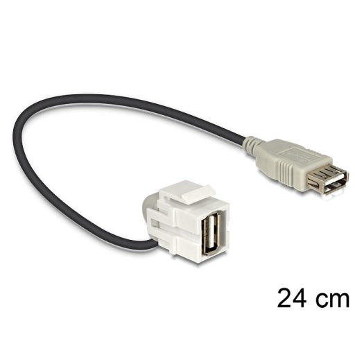 Delock Keystone modul USB 2.0 A anya > USB 2.0 A anya 110  kábellel (86327)
