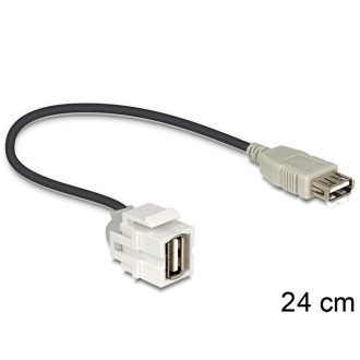   Delock Keystone modul USB 2.0 A anya > USB 2.0 A anya 250  kábellel (86329)