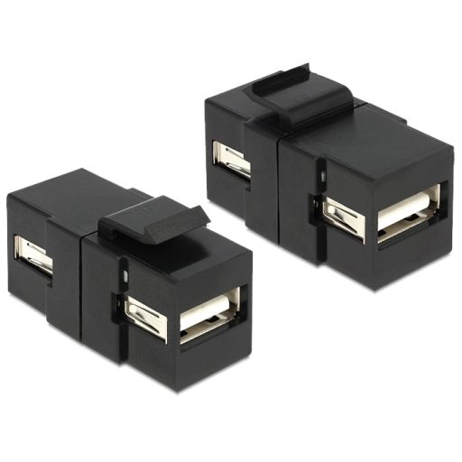 Delock Keystone modul USB 2.0 A foglalat > USB 2.0 A foglalat, fekete (86367)