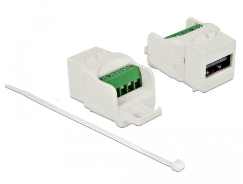 Delock Keystone modul USB 2.0 A anya sorkapocs modul, fehér (86376)