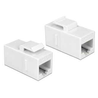   Delock Keystone modul, RJ45-aljzat > RJ45-aljzat, Cat.6 UTP, fehér (86379)
