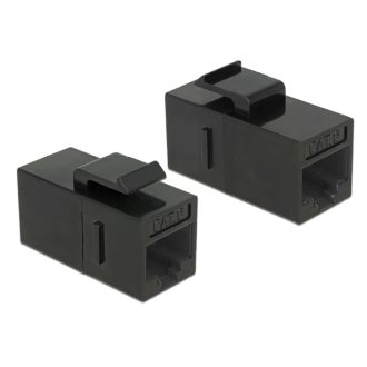   Delock Keystone modul, RJ45-aljzat > RJ45-aljzat, Cat.6 UTP, fekete (86381)