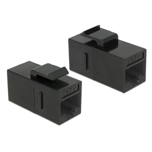 Delock Keystone modul, RJ45-aljzat > RJ45-aljzat, Cat.6 UTP, fekete (86381)