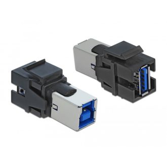   Delock Keystone modul, USB 3.0 A-csatlakozóhüvely > USB 3.0 B-csatlakozóhüvely, fekete (86395)