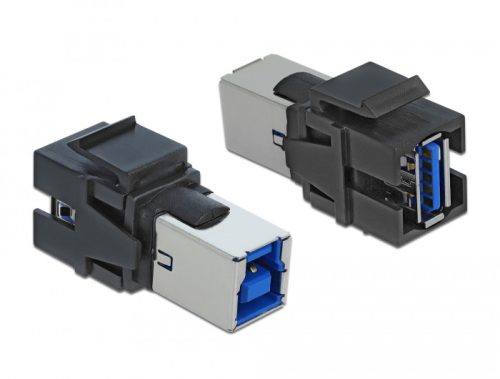 Delock Keystone modul, USB 3.0 A-csatlakozóhüvely > USB 3.0 B-csatlakozóhüvely, fekete (86395)