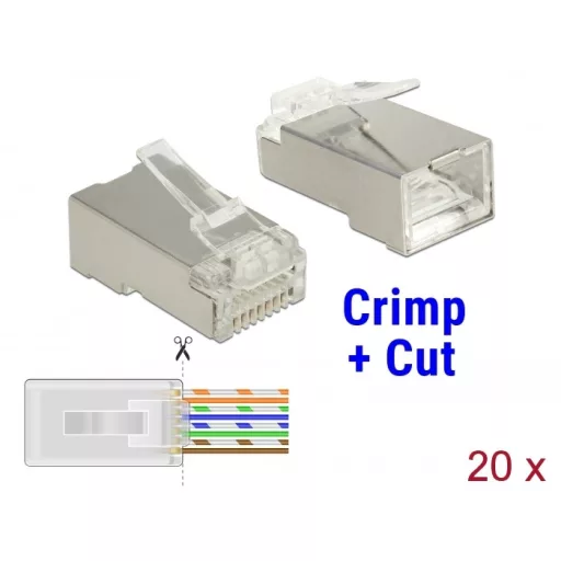 Delock RJ45 apa Cat.6 STP 20 darab,  krimpel és vág típus (86454)