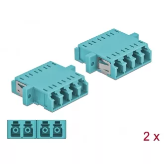   Delock LC optikai szálas csatlakozó Quad anya - LC Quad anya, multimódosú 2 db. Világoskék (86541)