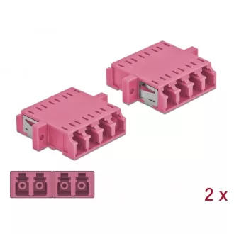   Delock LC optikai szálas csatlakozó Quad anya - LC Quad anya, multimódosú 2 db. Lila (86542)