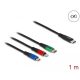 Delock 1 m hosszú, USB töltő kábel 3 az 1 USB Type-C  apa Lightning -, Micro USB- és USB Type-C  csatlakozáshoz (86596)