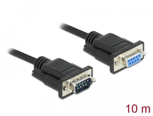 Delock Sub-D9-es, RS-232 soros kábel, apa-anya, 10 m (86599)