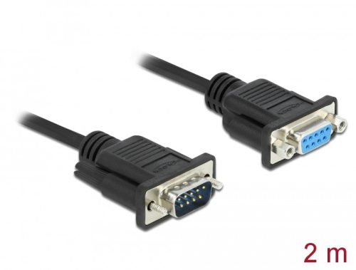 Delock Sub-D9-es, RS-232 soros kábel, apa-anya, 2 m (86602)