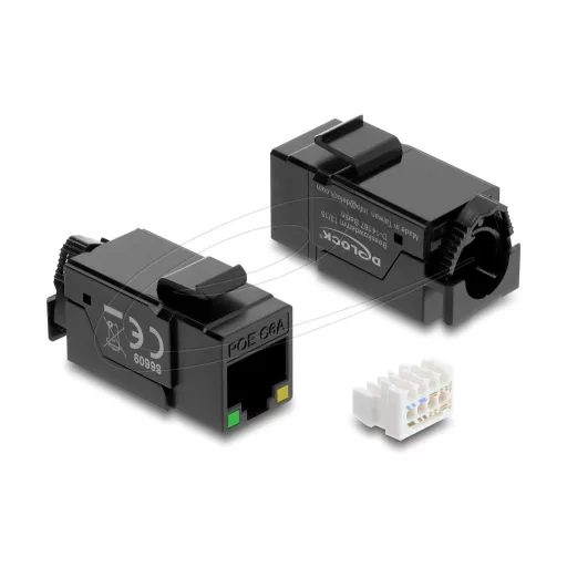 Delock Keystone modul RJ45 aljzat, Cat.6A UTP, PoE LED jelzéssel (86609)