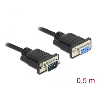  Delock Sub-D9-es, RS-232 soros kábel, apa-anya, 0,5 m (86613)