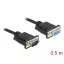 Delock Sub-D9-es, RS-232 soros kábel, apa-anya, 0,5 m (86613)