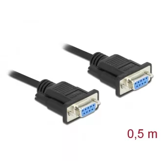   Delock Sub D9-es, null modemű, RS-232 soros kábel, anya-anya, 0,5 m (86614)
