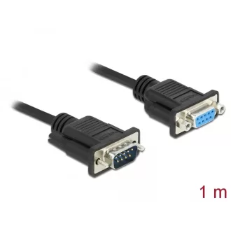   Delock Sub D9-es, null modemű, RS-232 soros kábel, apa-anya, 1 m (86615)