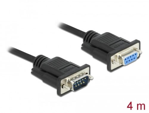 Delock Sub-D9-es, RS-232 soros kábel, apa-anya, 4 m (86619)
