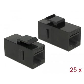   Delock Keystone modul, RJ45-aljzat > RJ45-aljzat, Cat.6 UTP, fekete 25 db.-os (86629)