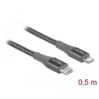   Delock Adat- és töltőkábel USB Type-C  - Lightning  iPhone , iPad  és iPod  készülékhez szürke 0,5 m (86630)