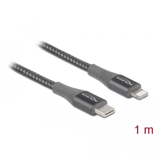 Delock Adat- és töltőkábel USB Type-C  - Lightning  iPhone , iPad  és iPod  készülékhez szürke 1 m M (86631)