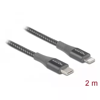   Delock Adat- és töltőkábel USB Type-C  - Lightning  iPhone , iPad  és iPod  készülékhez szürke 2 m M (86632)