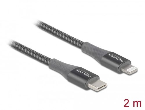 Delock Adat- és töltőkábel USB Type-C  - Lightning  iPhone , iPad  és iPod  készülékhez szürke 2 m M