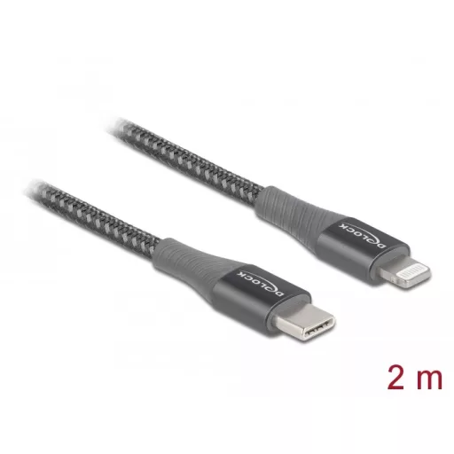 Delock Adat- és töltőkábel USB Type-C  - Lightning  iPhone , iPad  és iPod  készülékhez szürke 2 m M (86632)