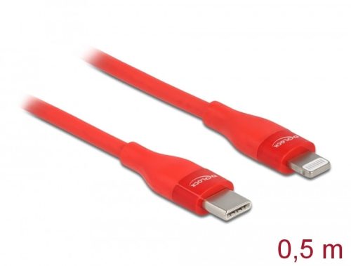 Delock Adat- és töltőkábel USB Type-C  - Lightning  iPhone , iPad  és iPod  készülékhez piros 0,5 m