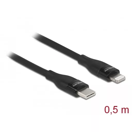 Delock Adat- és töltőkábel USB Type-C  - Lightning  iPhone , iPad  és iPod  készülékhez fekete 0,5 m (86636)