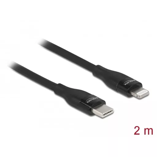 Delock Adat- és töltőkábel USB Type-C  - Lightning  iPhone , iPad  és iPod  készülékhez fekete 2 m M (86638)