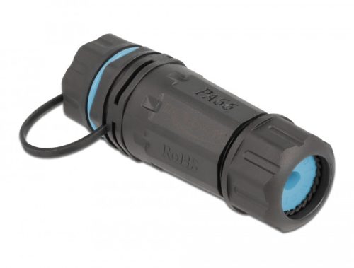 Delock Vízhatatlan védőkupakkal és borítással ellátott kábelkonnektor RJ45 anya - RJ45 anya Cat.6A (86701)