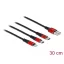 Delock 30 cm hosszú, USB töltő kábel 3 az 1 A-típusú apa Lightning -, es 2 x USB Type-C  csatlakozás (86708)