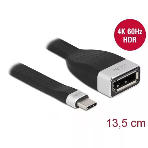 Delock FPC lapos csík kábel USB Type-C  - DisplayPort (DP Alt Mode) 4K 60 Hz 13,5 cm (86731)