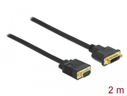 Delock Kábel DVI 24+5 csatlakozóhüvellyel - VGA csatlakozódugóval 2 m (86757)