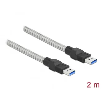   Delock USB 3.2 Gen 1, fém borítású kábel A-típusú apa   A-típusú, 2 méter (86776)